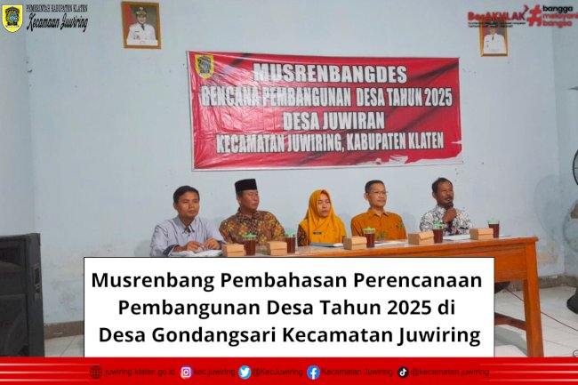 Musrenbang Pembahasan Perencanaan Pembangunan Desa Tahun 2025 di Desa Juwiran Kecamatan Juwiring.