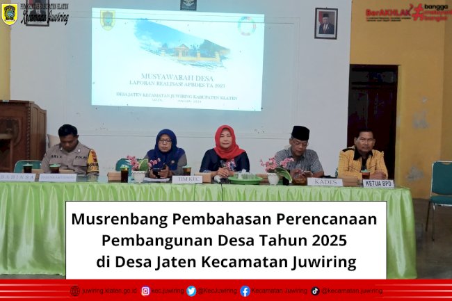 Musrenbang Pembahasan Perencanaan Pembangunan Desa Tahun 2025 di Desa Jaten Kecamatan Juwiring.