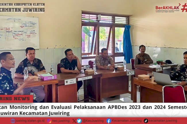 Kegiatan Monitoring dan Evaluasi Pelaksanaan APBDes 2023 dan 2024 Semester I di Desa Juwiran Kecamatan Juwiring