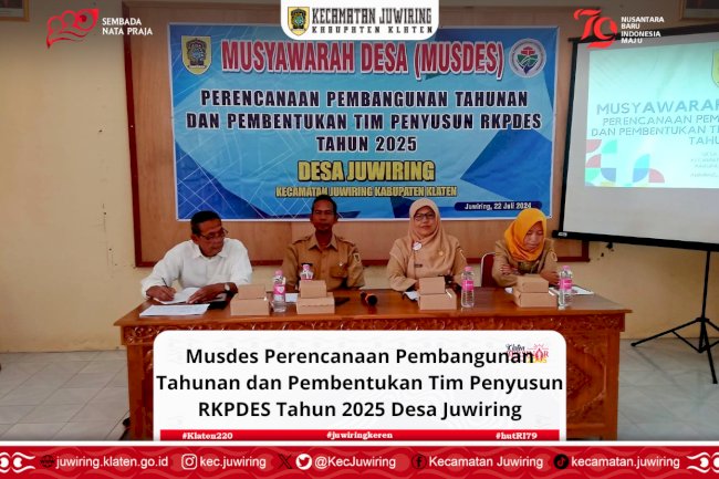 Musdes Perencanaan Pembangunan Tahunan dan Pembentukan Tim Penyusun RKPDES Tahun 2025 yang di selenggarakan oleh Desa Juwiring