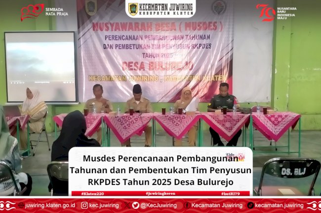 Musdes Perencanaan Pembangunan Tahunan dan Pembentukan Tim Penyusun RKPDES Tahun 2025 Desa Bulurejo