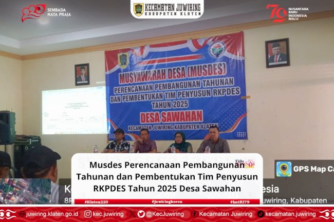 Musdes Perencanaan Pembangunan Tahunan dan Pembentukan Tim Penyusun RKPDES Tahun 2025 di Desa Sawahan.