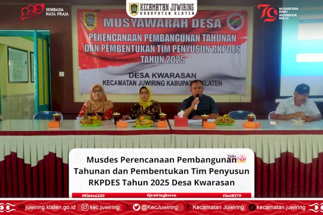 Musdes Perencanaan Pembangunan Tahunan dan Pembentukan Tim Penyusun RKPDES Tahun 2025 di Desa Kwarasan.