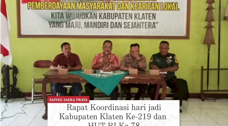Rapat Koordinasi Meriahkan Hari Jadi Ke-219, Kecamatan Juwiring gelar Wayang Kulit