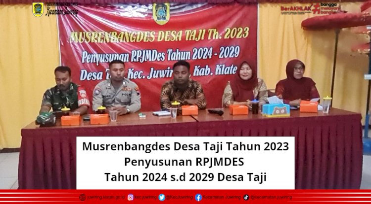 Musrenbangdes Desa Taji Tahun 2023 Penyusunan RPJMDes Tahun 2024 s.d 2029 Desa Taji