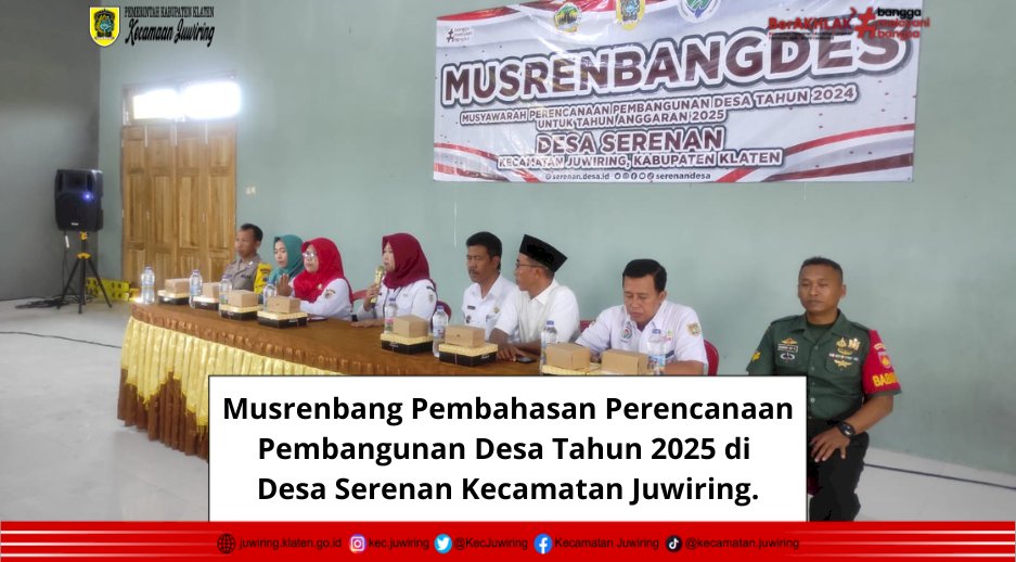 Musrenbang Pembahasan Perencanaan Pembangunan Desa Tahun 2025 di Desa Serenan Kecamatan Juwiring