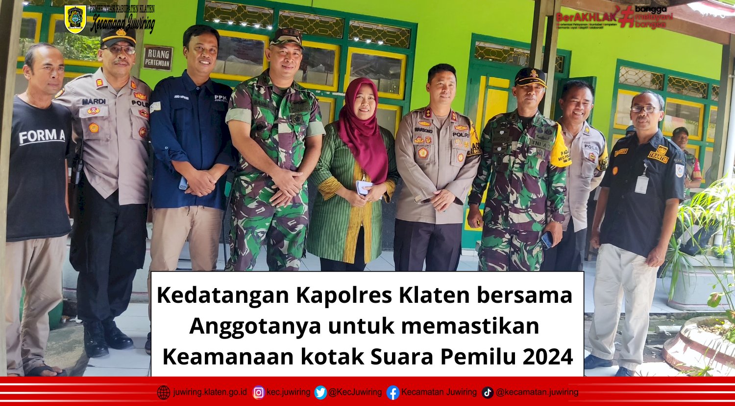 Kedatangan Kapolres Klaten bersama Anggotanya untuk memastikan Keamanaan kotak Suara Pemilu 2024