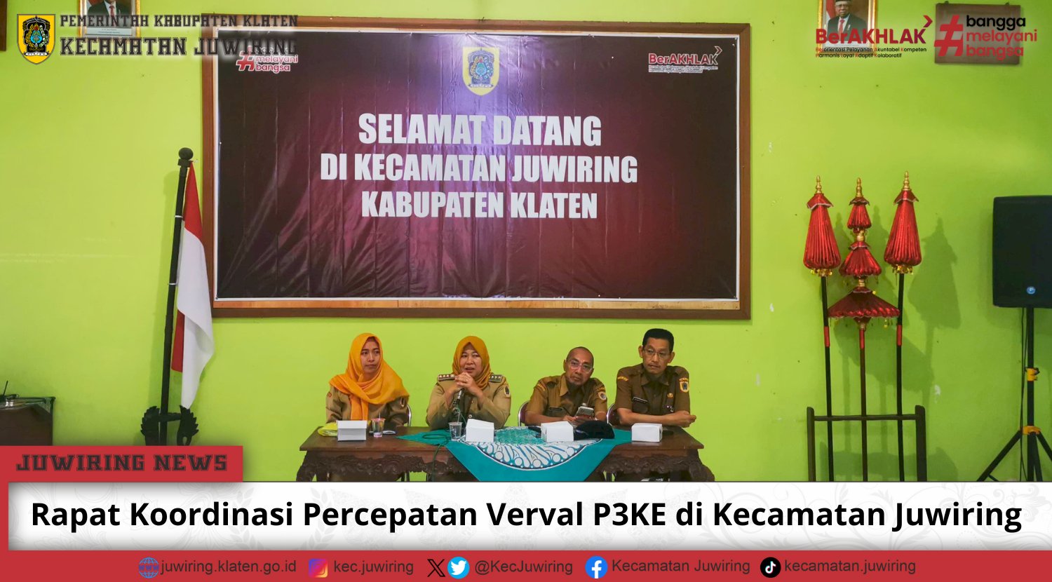 Rapat Koordinasi Percepatan Verval P3KE (Pensasaran Percepatan Penghapusan Kemiskinan Ekstrem ) di Kecamatan Juwiring