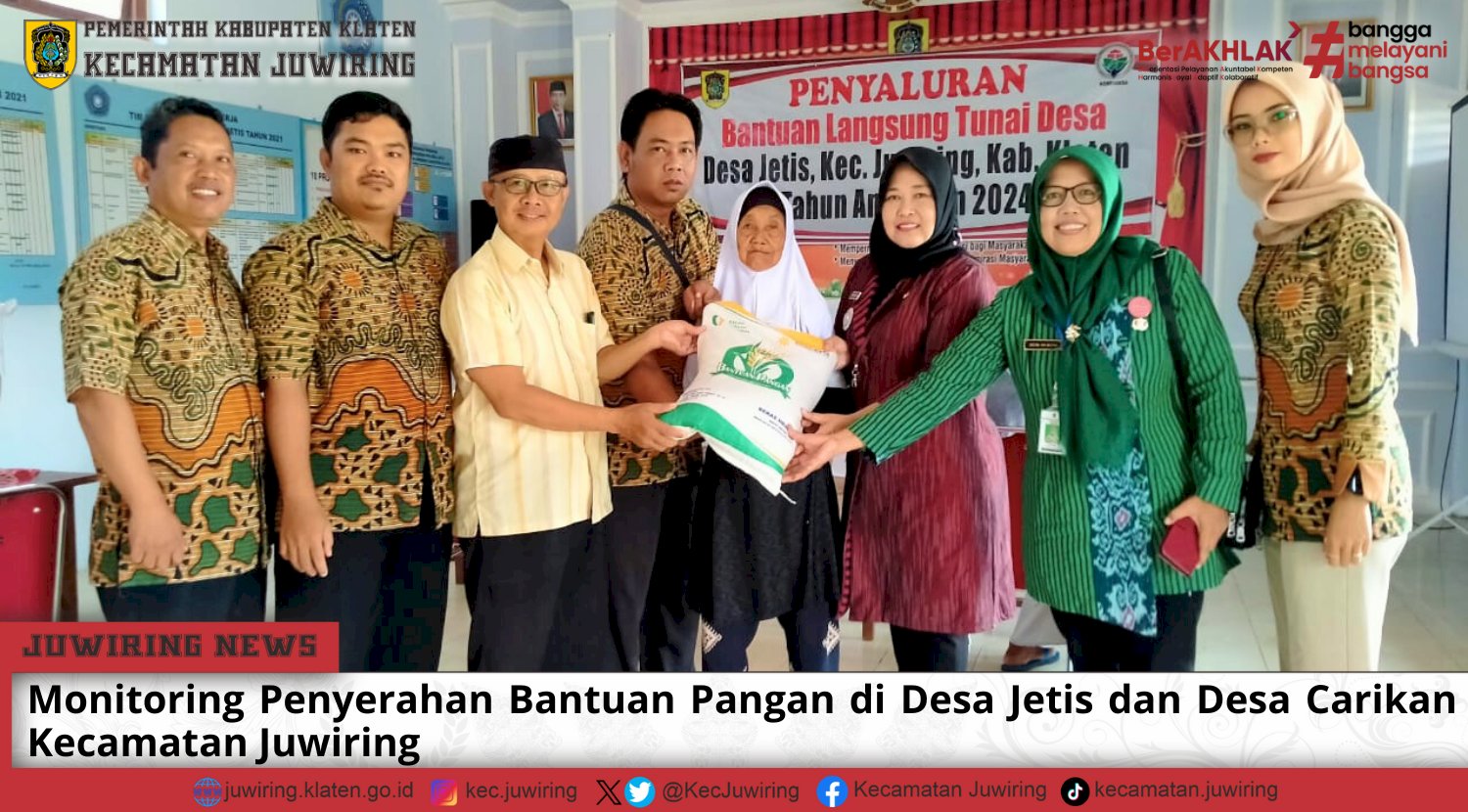 Monitoring Penyerahan Bantuan Pangan di Desa Jetis dan Desa Carikan Kecamatan Juwiring