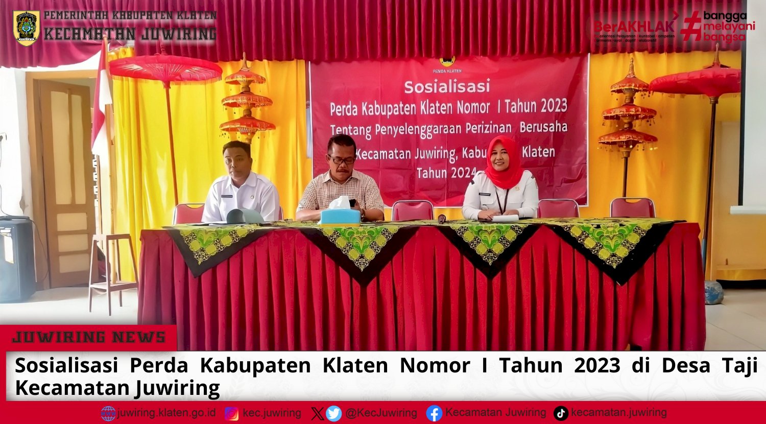 Sosialisasi Perda Kabupaten Klaten Nomor I Tahun 2023 Tentang Penyelenggaraan Perizinan Berusaha di Desa Taji Kecamatan Juwiring