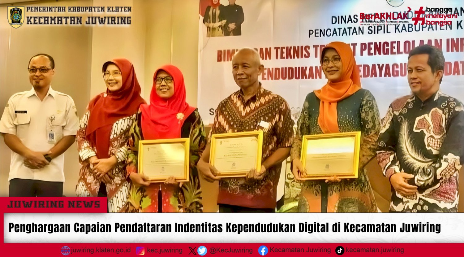 Penghargaan Capaian Identitas Kartu Digital di Kabupaten Klaten