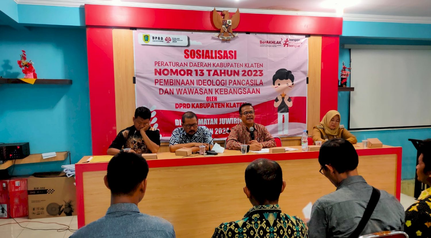 Sosialisasi Perda Kabupaten Klaten Nomor 13 Tahun 2023 Tentang Pembinaan Ideologi Pancasila dan Wawasan Kebangsaaan di Desa Bolopleret Kecamatan Juwiring.