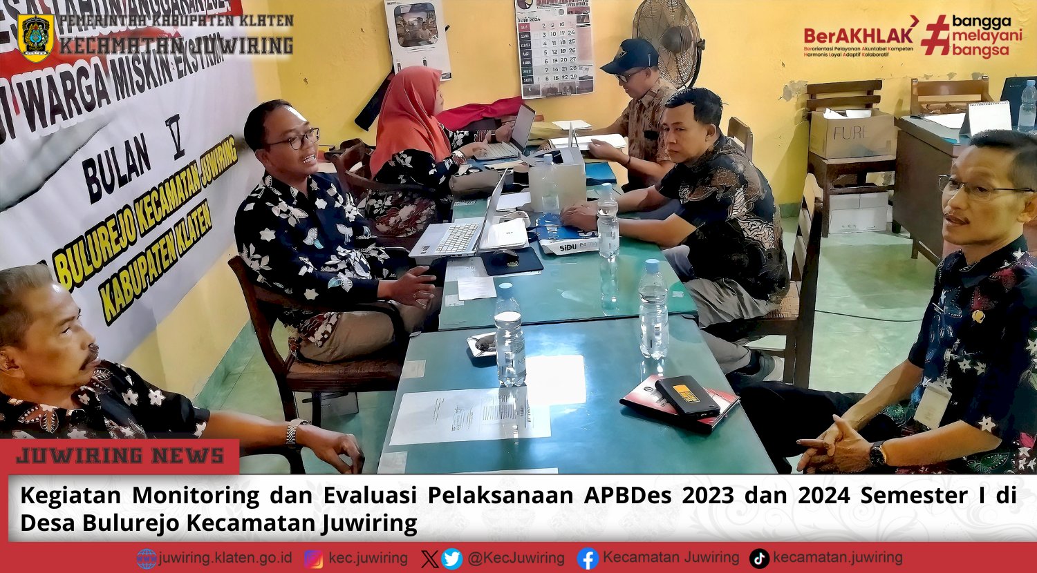 Kegiatan Monitoring dan Evaluasi Pelaksanaan APBDes 2023 dan 2024 Semester I di Desa Bulurejo Kecamatan Juwiring