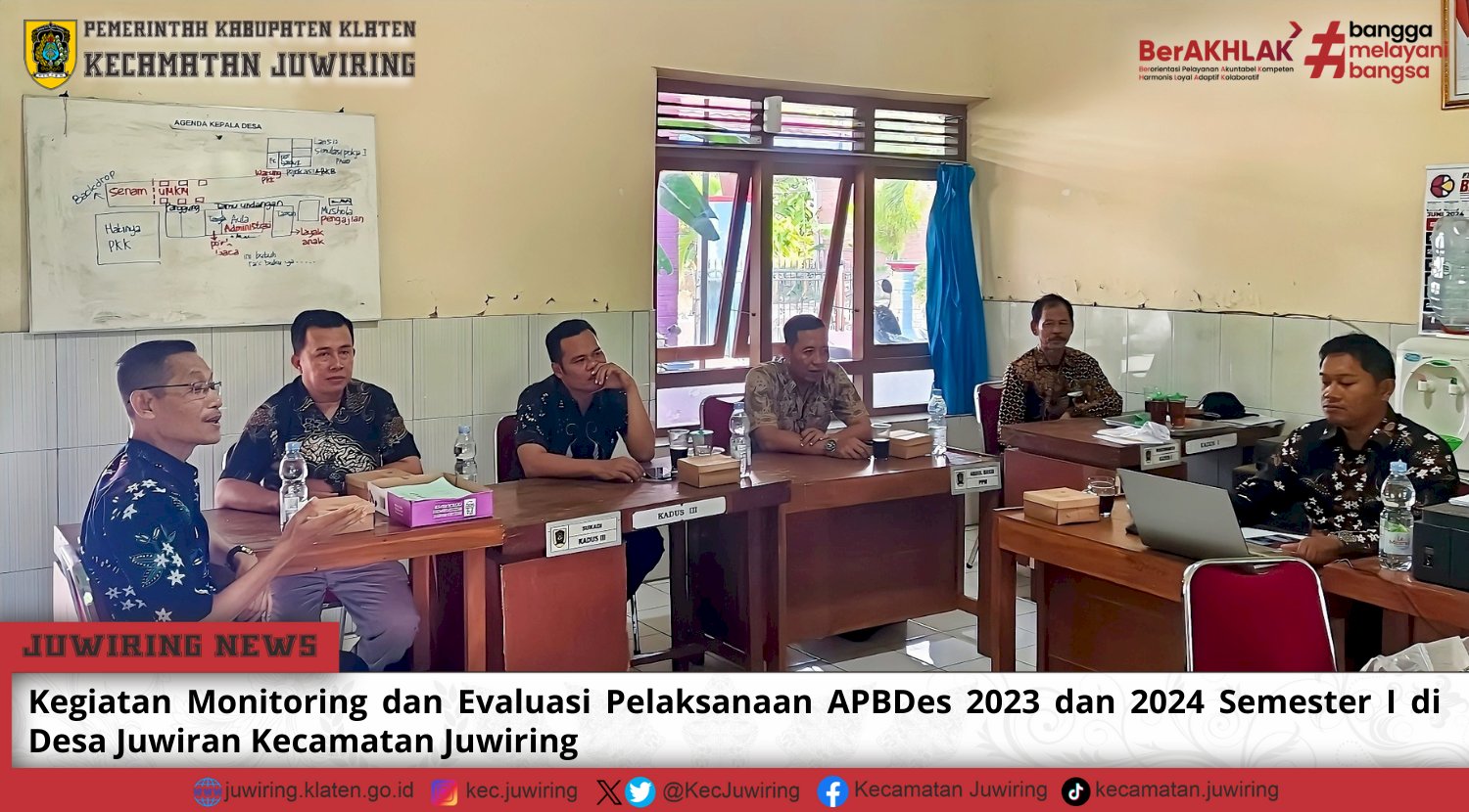 Kegiatan Monitoring dan Evaluasi Pelaksanaan APBDes 2023 dan 2024 Semester I di Desa Juwiran Kecamatan Juwiring