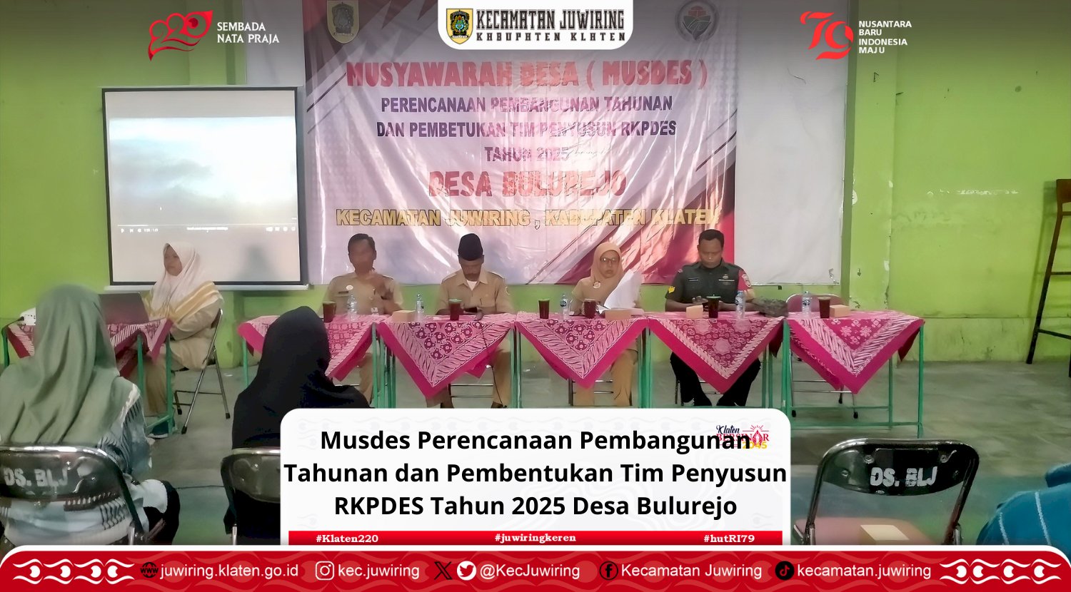 Musdes Perencanaan Pembangunan Tahunan dan Pembentukan Tim Penyusun RKPDES Tahun 2025 Desa Bulurejo