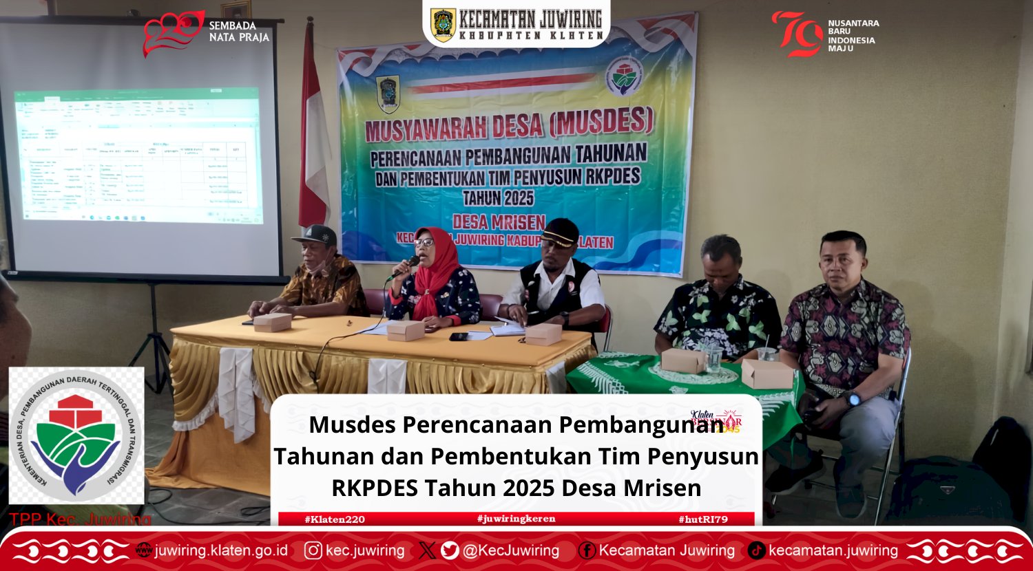 Musdes Perencanaan Pembangunan Tahunan dan Pembentukan Tim Penyusun RKPDES Tahun 2025 di Desa Mrisen.