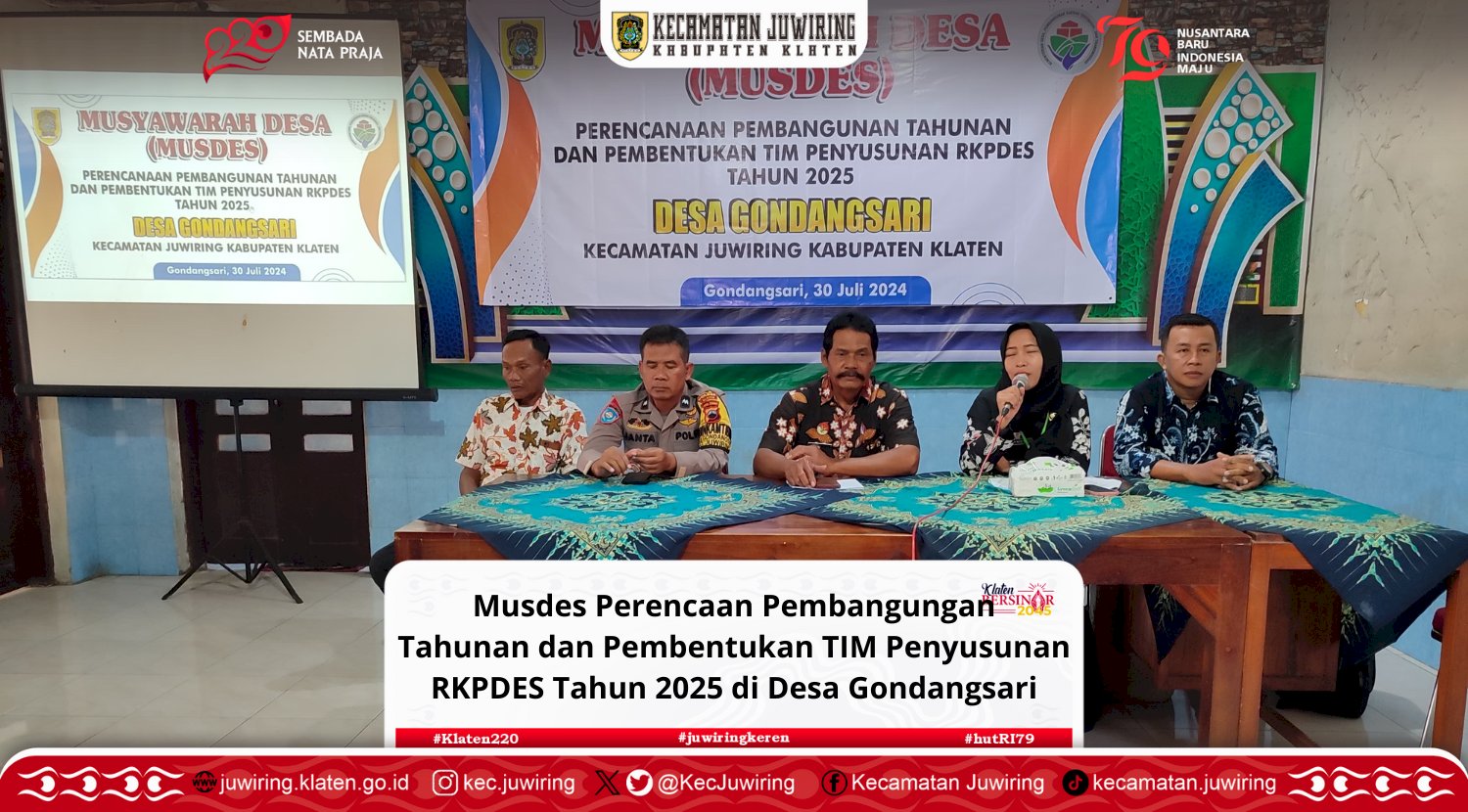 Musdes Perencanaan Pembangunan Tahunan dan Pembentukan Tim Penyusun RKPDES Tahun 2025 di Desa Gondangsari.